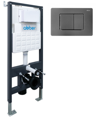 Инсталляция ABBER AC0105 для подвесного унитаза и Кнопка смыва ABBER AC0120NG никель