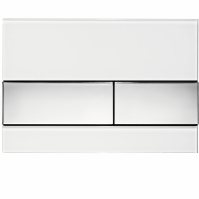 TECEsquare Панель смыва с двумя клавишами стекло белое, клавиши хром глянцевый