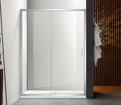 Душевая дверь двухэлементная AQNAA6121-100, раздвижная 1000x2000 профиль хром . стекло прозрачное