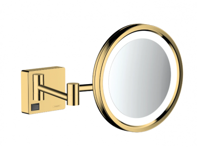 Зеркало для бритья косметическое, с LED подсветкой Hansgrohe AddStoris 41790990 полированное золото