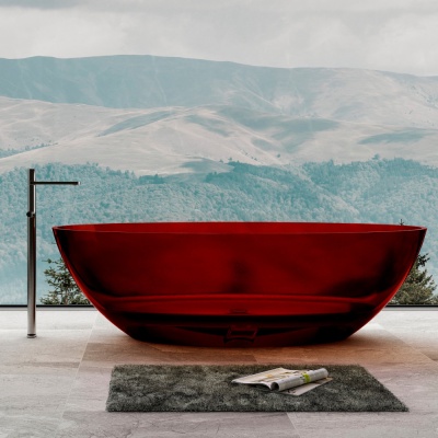 Прозрачная ванна ABBER Kristall AT9702Rubin красная  180*85