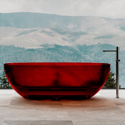 Прозрачная ванна ABBER Kristall AT9703Rubin красная  170*75