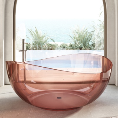 Прозрачная ванна ABBER Kristall AT9705Koralle розовая 150*150