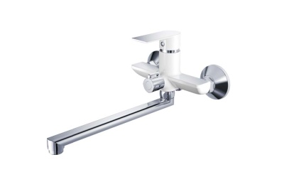 HB22505-8 Смеситель для ванны однозахватный длинный излив белый Haiba