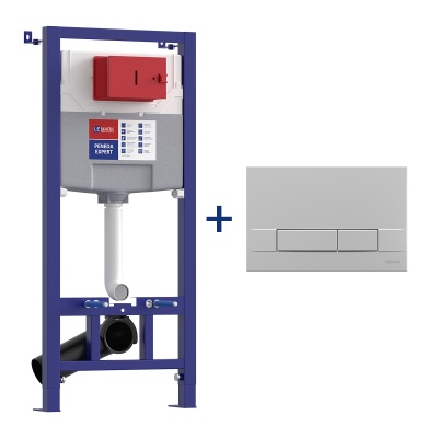 Комплект 2в1: Инсталляция Lemark PENEDA EXPERT для унитазов с кнопкой смыва BIT хром матовый