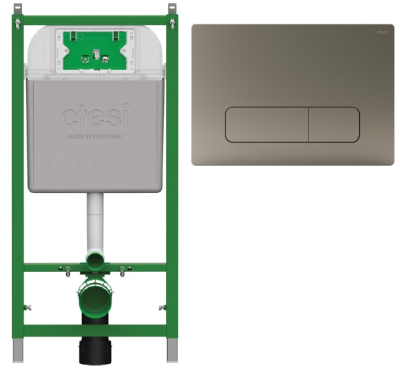Инсталляция CTESI Solid для унитаза с клавишей CTESI Keen, оружейная сталь, прямоугольник
