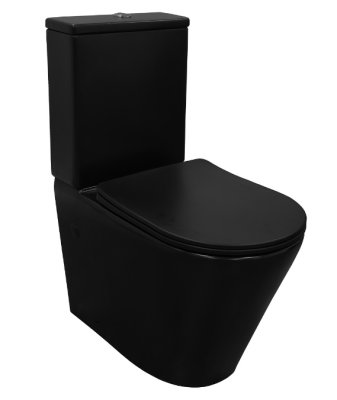 Унитаз-компакт Azario Black Queen 370х605х800 безободковый, с быстросъемным сиденьем микролифт, черный матовый (AZ-8380)