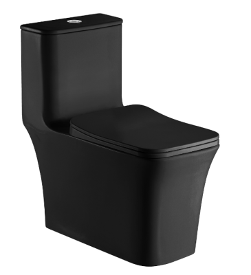 Унитаз-моноблок AZARIO GRESSA 705х370х760 напольный, безободковый в комплекте с сиденьем микролифт, цвет черный матовый (AZ-1111MB)