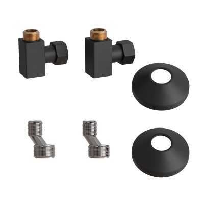 Комплект подключения для полотенцесушителя Point PN00012B 3/4"х1/2" г/ш (квадрат), Черный