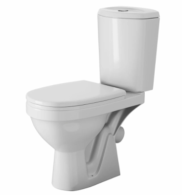 Унитаз-компакт для инвалидов косой выпуск нижний подвод 2/реж с сиденьем полипропилен белый Дон Rosa (Кировская керамика)