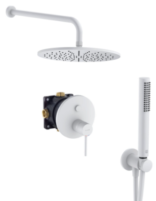 Душевая система Kludi Bozz Push&Switch, 7в1, встроенный смеситель, матовый белый 386585376