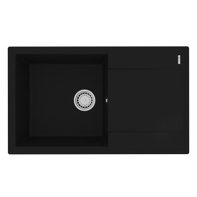 Кухонная мойка Lemark IMANDRA 840 врезная прямоугольная с крылом из кварцгранита цвет: Антрацит
