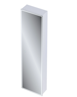 Пенал Pillar 420х186х1600П 1д белая аляска зеркальный с подсветкой