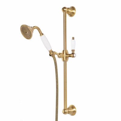 CZR-U-S-02-Bi Душевая штанга для ручного душа, ручка белая, исполнение бронза