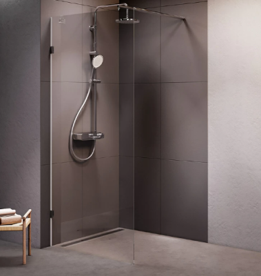 Душевая перегородка 90x195 AM.PM X-Joy W94UWI-90-F1-MTE прозрачное стекло, профиль серебристый