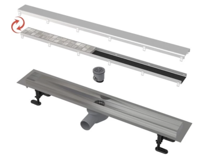 Водоотводящий желоб ALCAPLAST DOUBLE FIT&GO с двухсторонней решеткой APZ13-DOUBLE9-550