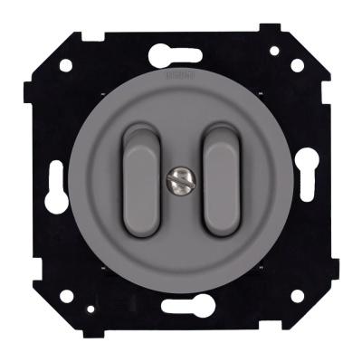 Кнопка двухклавишная, (скрытый монтаж), пластик, цвет Титан матовый B3-222-26M-PB