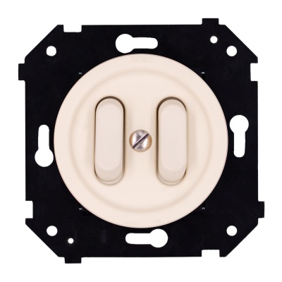 Кнопка двухклавишная, (скрытый монтаж), пластик, цвет Песочное золото матовый B3-222-24M-PB