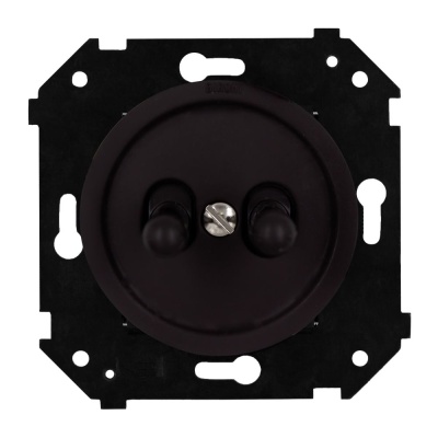 Кнопка двухтумблерная, (скрытый монтаж), пластик, цвет Коричневый матовый B3-232-22M-PB