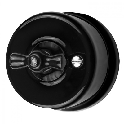 Выключатель 1кл. проходной, керамика, цвет чёрный B1-201-03