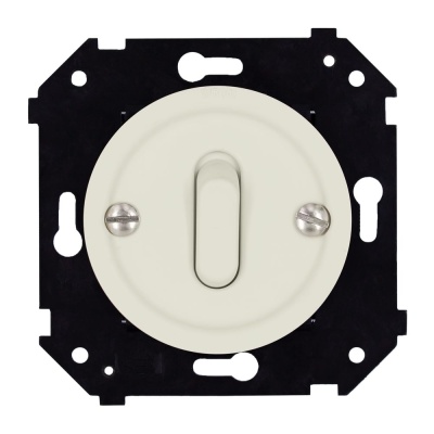 Выключатель 1-кл. проходной (скрытый монтаж), пластик, цвет Слоновая кость матовый (клавишный) B3-221-211M