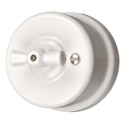 Выключатель 1кл. проходной, керамика, цвет белый B1-201-01