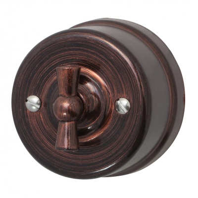 Выключатель 1-клавишный, проходной, пластик, цвет Медный Век B1-201-16