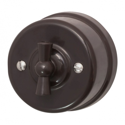 Выключатель 1-клавишный, пластик, коричневый B1-200-22