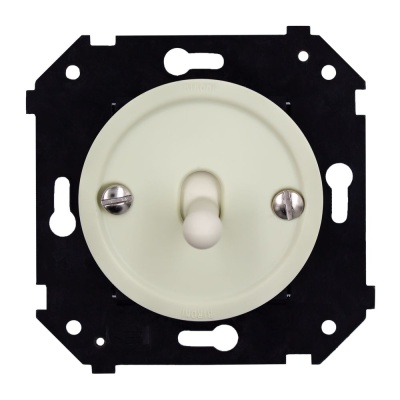 Кнопка однотумблерная, (скрытый монтаж), пластик, цвет Слоновая кость матовый B3-230-211M-PB