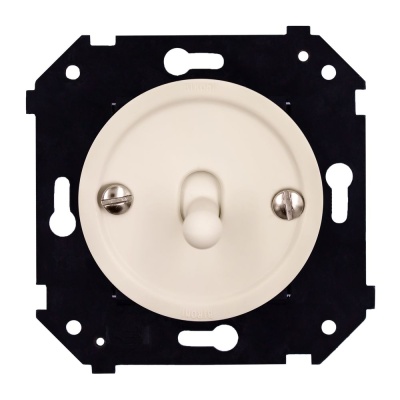 Выключатель 1-кл. проходной (скрытый монтаж), пластик, цвет Песочное золото матовый (тумблерный) B3-231-24M