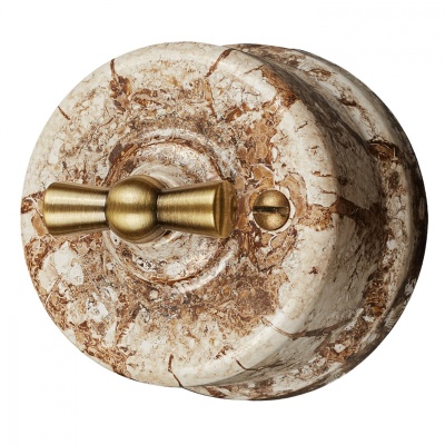 Выключатель 2-х клавишный, керамика, цвет мрамор B1-202-09