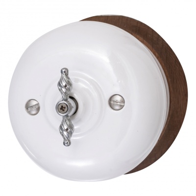 Выключатель BIRONI 2-клавишный, 10А, 250В,73*73*50 мм (в комплекте с одноместной круглой рамкой цвет - Перламутр) B2-202-010/18