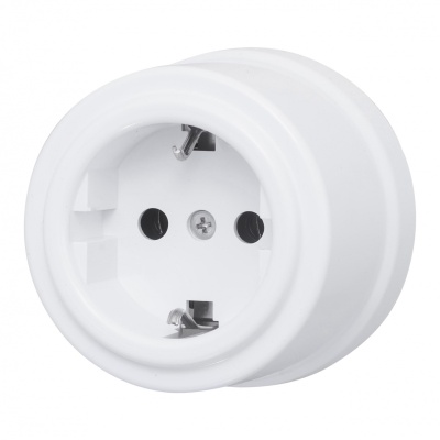 Розетка с З.К., пластик, цвет белый B1-101-21