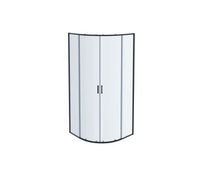 Душевой уголок 1/4 круга, двери раздвижные 200х100x100, черный матовый