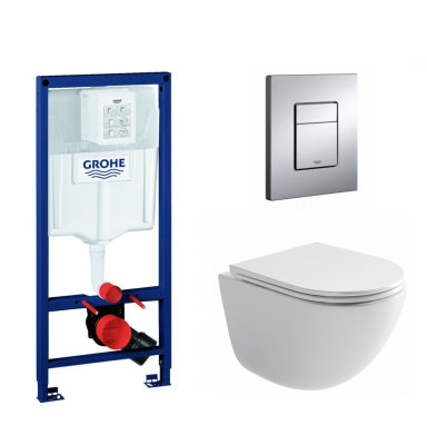 Комплект инсталляция GROHE Rapid 38772001 с Унитаз подвесной Ceramicanova Vogue Торнадо, с ультратонким сиденьем, микролифт