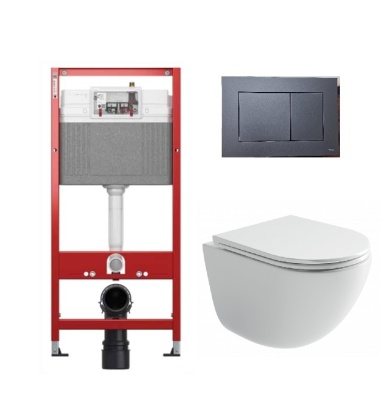 Комплект TECEbase с клавишей ТЕСЕnow (оружейная сталь) с Ceramicanova Vogue Торнадо, с ультратонким сиденьем, микролифт