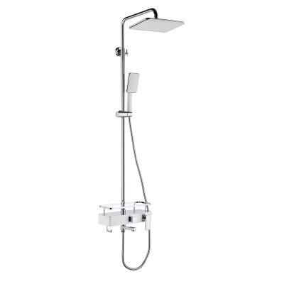 Смеситель Lemark Tropic LM7013C для ванны и душа с регулируемой высотой штанги и верхней душевой лейкой "Тропический дождь"