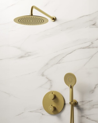 IO Встраиваемый комплект для душа ROUND (3082OR+3025OR+3059OR) браш.золото