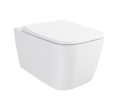 Подвесной унитаз VitrA Metropole Square (Метрополь Сквэр) 7906B003-6430 безободковый QuantumFlush (Квантум Флаш) с сиденьем микролифт белый санитарный фарфор
