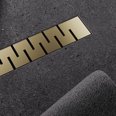 VSL500G Душевой трап Veconi Stesso Gold Line 500, бок. слив D40, золото брашированное