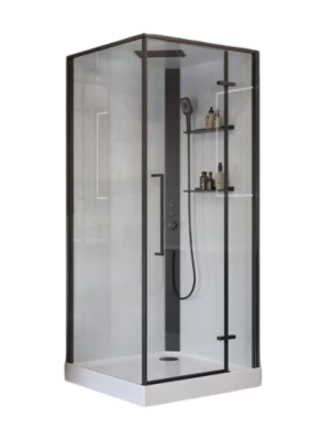 Душевая кабина BelBagno Uno UNO-CAB-A-1-90-C-NERO-Bi-TOP-R 90х90, с низким поддоном, профиль черный матовый, стекло прозрачное