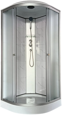 Душевая кабина AQUAPULSE 4122E 90х90х220см. fabric white marble (н/п) с пластиковой задней стенкой.
