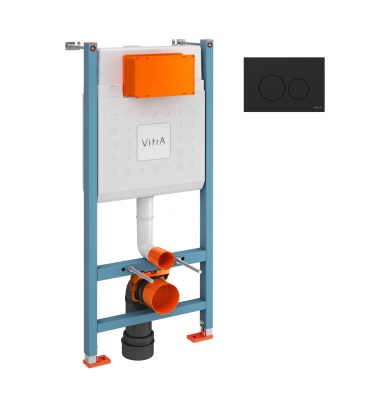 Комплект Инсталляция VitrA V-Fix Core 732-5800-01 + Клавиша смыва VitrA Origin, 740-2411 черный матовый