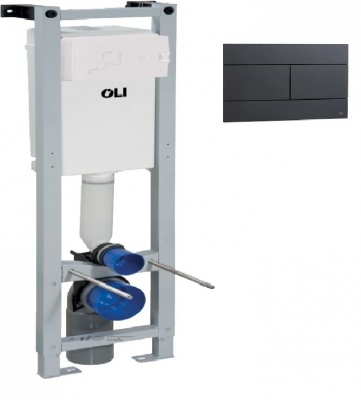 Система инсталляции для унитазов OLI Quadra Sanitarblock 280490 узкая с черной матовой клавишей
