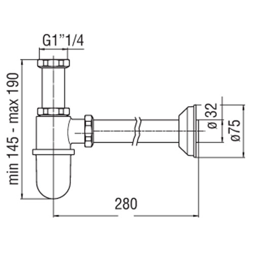 Сифон для раковины Nobili AV00103/2CR из нержавеющей стали (28см ...