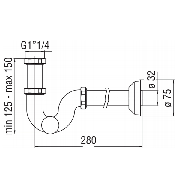 Сифон для раковины Nobili AV00105/2CR нержавеющая сталь (28 см ...