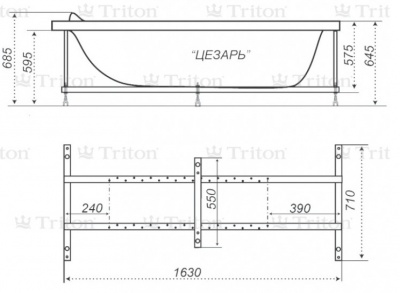 Каркас ванны и Сборочный комплект (без сифона) Тритон Цезарь