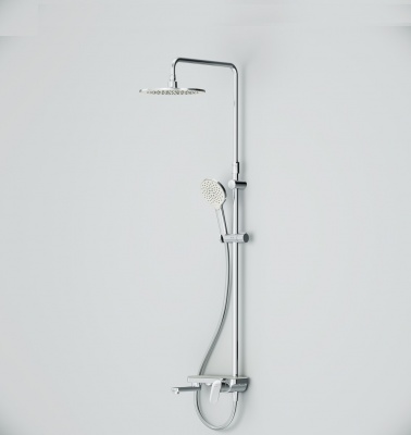 F0780700 Like, душ.система: см-ль-полка д/ванны/душа, душ.штанга 1030-1460мм, верхний душ 220 мм