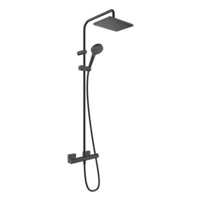 Душевая система Showerpipe 230 1jet с термостатом Hansgrohe Vernis Shape 26286670 черный
