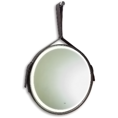 Зеркало Silver Mirrors Капитан Лайт 70x70, на кожаном ремне, с подсветкой, цвет коричневый